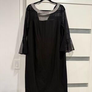 Alex Evenings Black Dress with Sheer Overlay